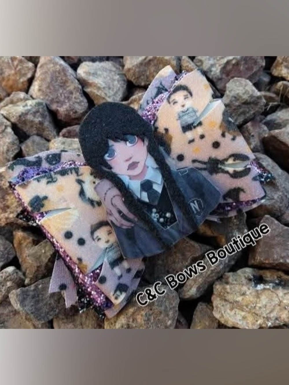 Black & Purple Kids Character Hair Bow